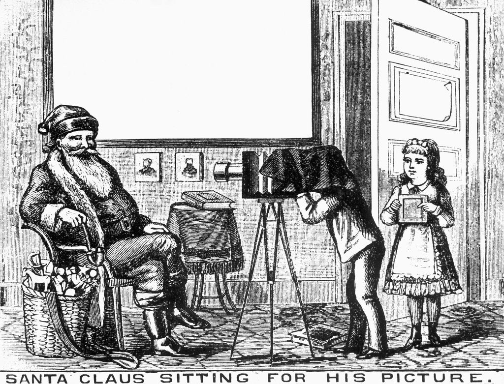 Detail of Santa Seated For Photographing/Woodcut by Anonymous