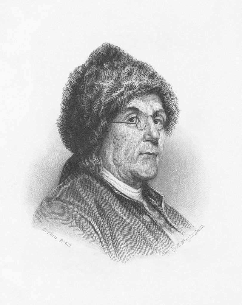 Detail of Portrait of Benjamin Franklin Wearing a Fur Hat by Anonymous