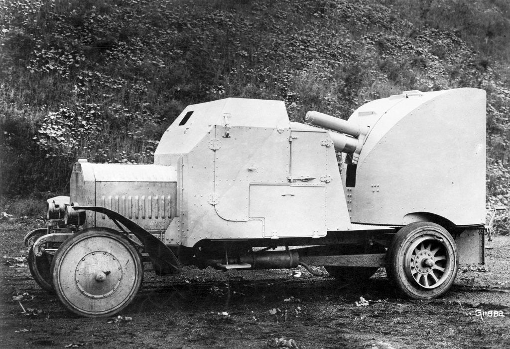 Detail of Early German Car with Gun Attachment by Corbis