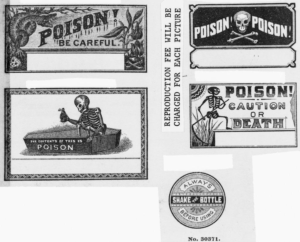 Detail of Five Labels for Poison by Anonymous
