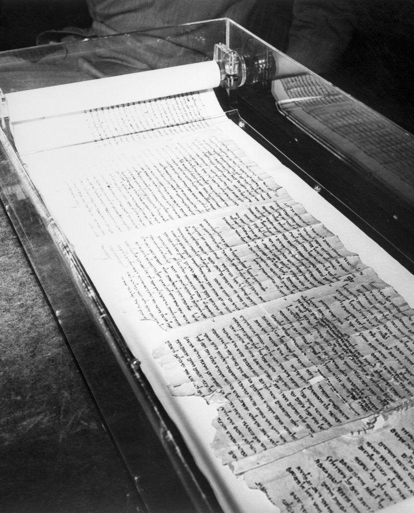 Detail of Dead Sea Scrolls on Display by Anonymous
