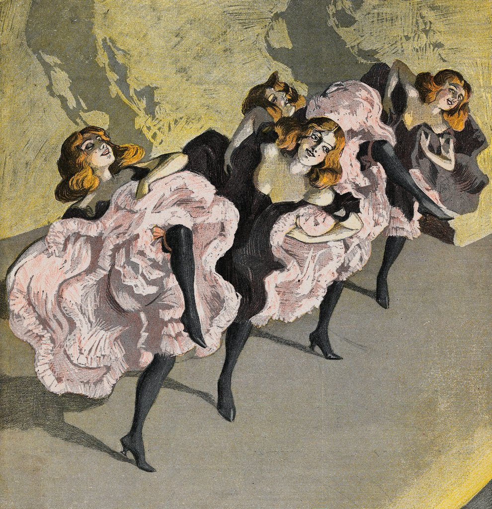 Detail of Four Girls Dancing Cancan by Anonymous