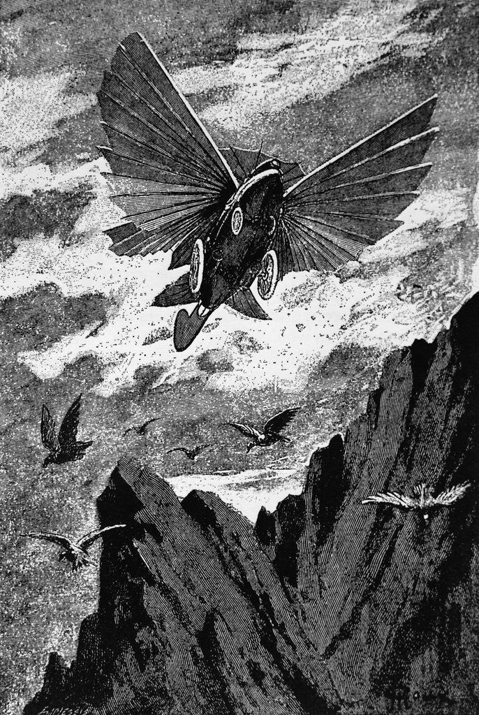 Detail of Illustration of a Jules Verne Flying Machine by George Roux