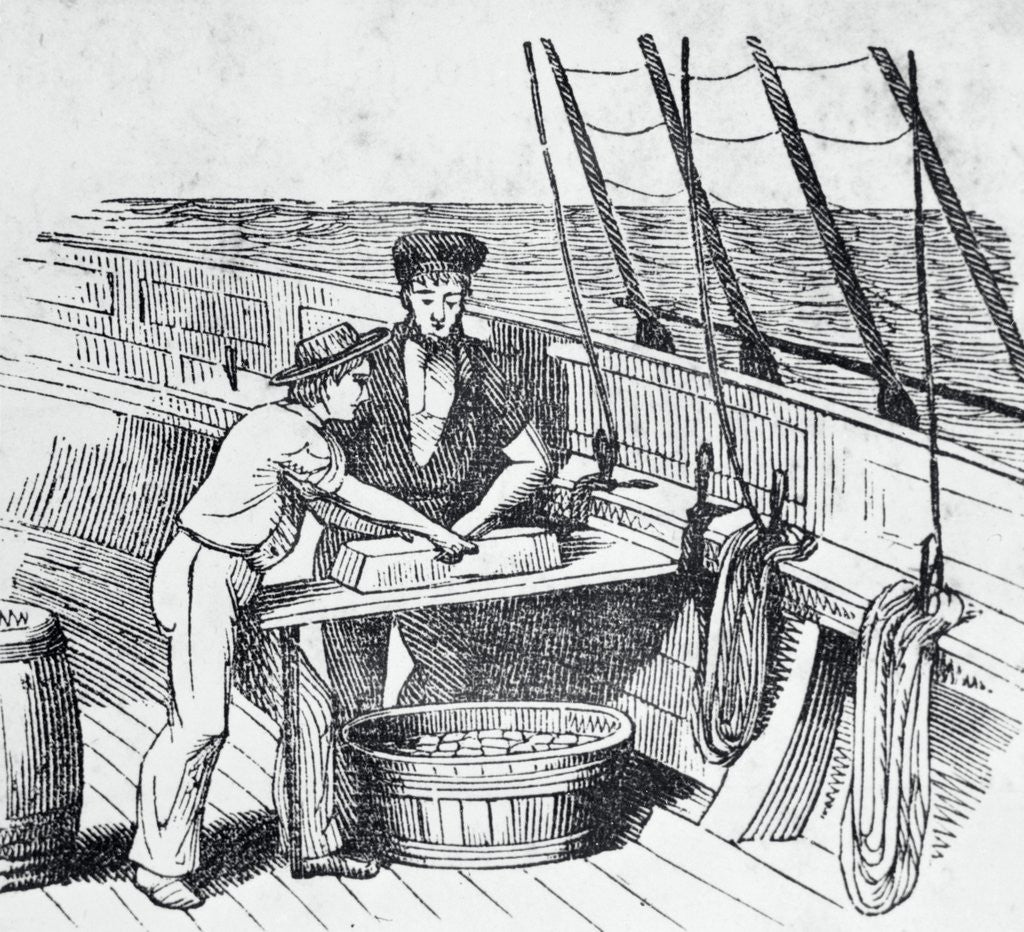 Detail of Illustration of Men Working on Whaling Ship by Anonymous