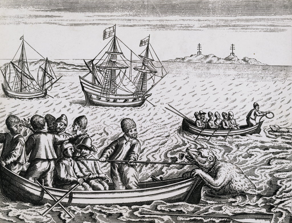 Detail of Barents and Explorers Capturing Polar Bears at Arctic by Anonymous