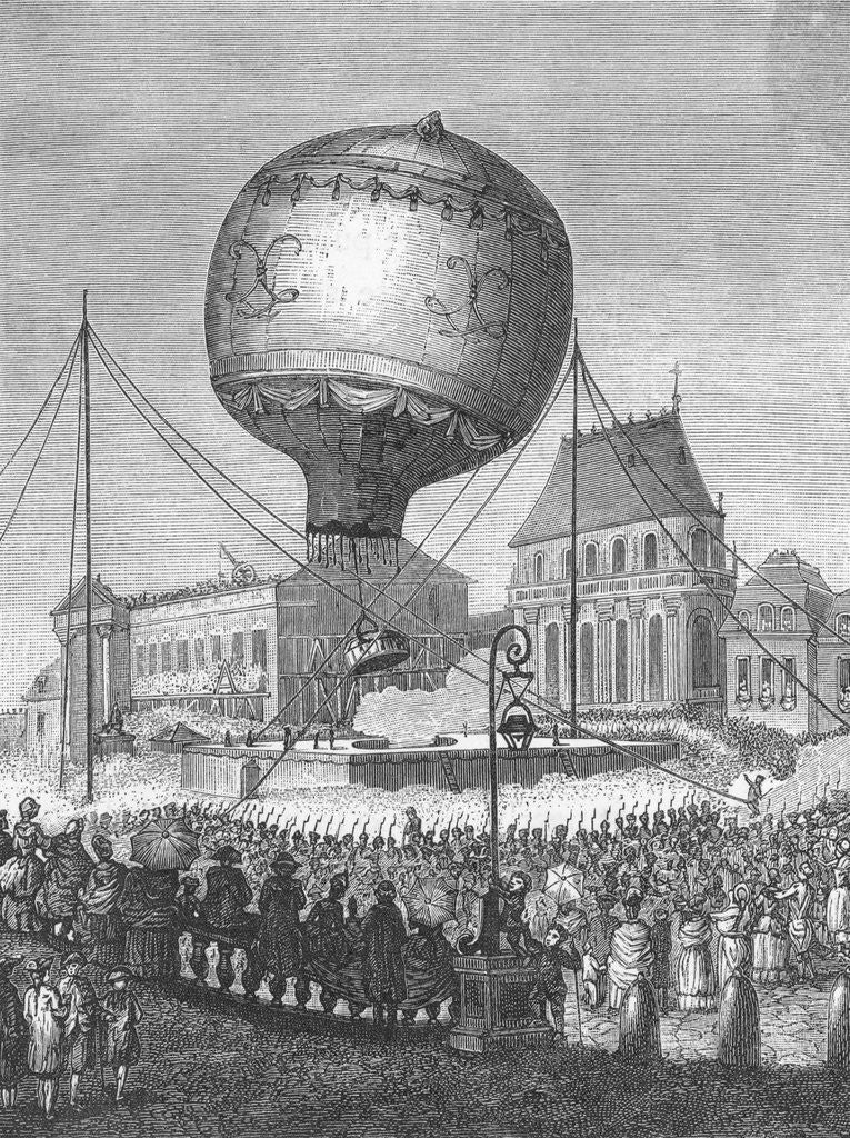 Detail of Drawing of Balloon Transport from Versailles by Anonymous