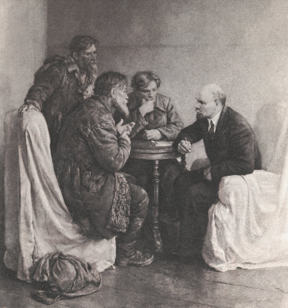 Detail of Painting of Vladimir Lenin Speaking to Peasants by V.A. Serov