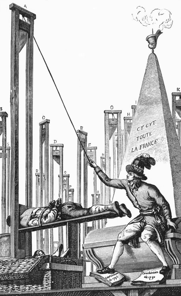 Detail of Robespierre Guillotining The Executioner Engraving by Anonymous