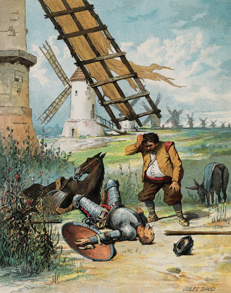 Detail of Illustration of Don Quixote and Sancho Panza by Jules David