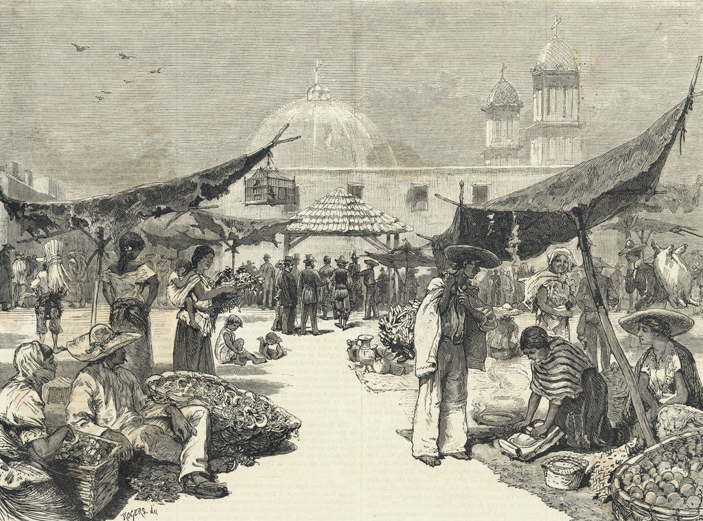 Detail of People Shopping at Outdoor Market by Anonymous