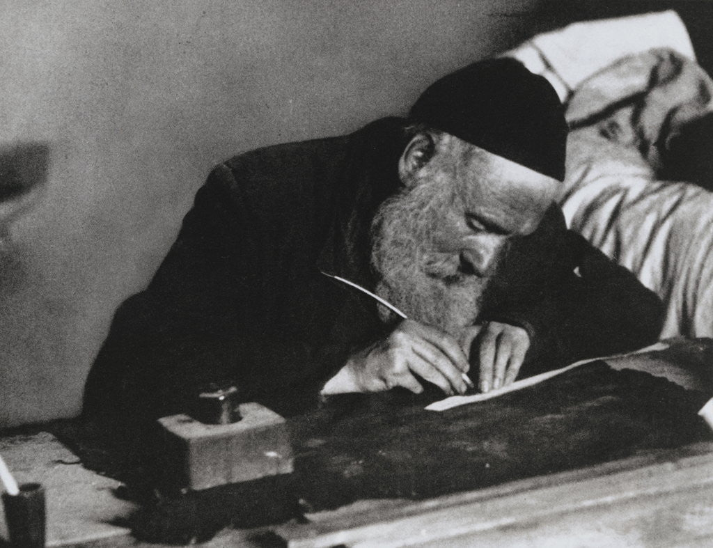 Detail of Scribe Working at His Desk by Anonymous