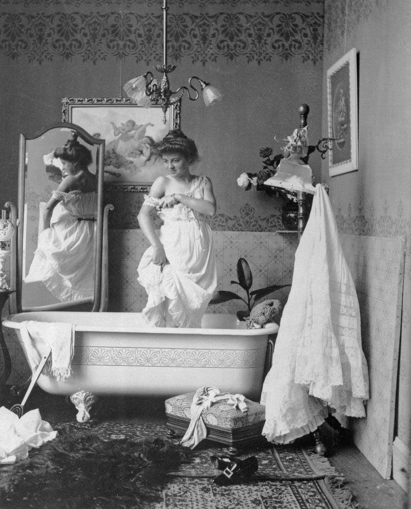 Detail of Woman Getting in Bathtub by Anonymous
