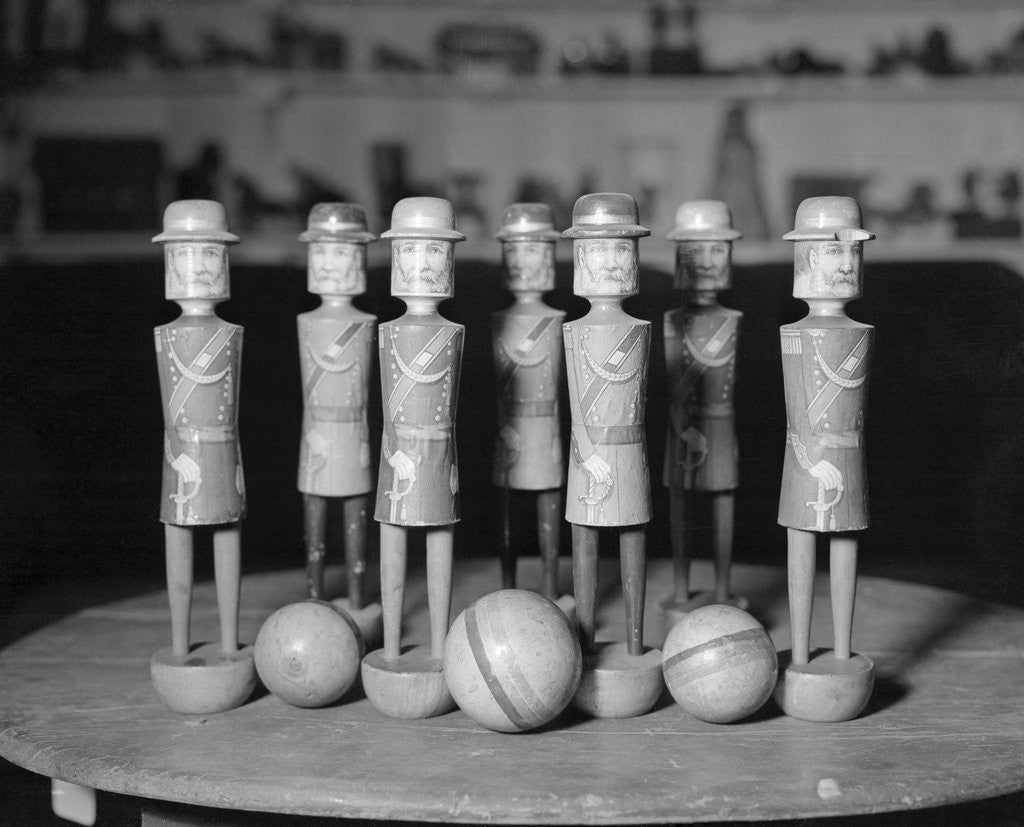 Detail of Antique Wooden Balls and Toy Soldiers by Anonymous
