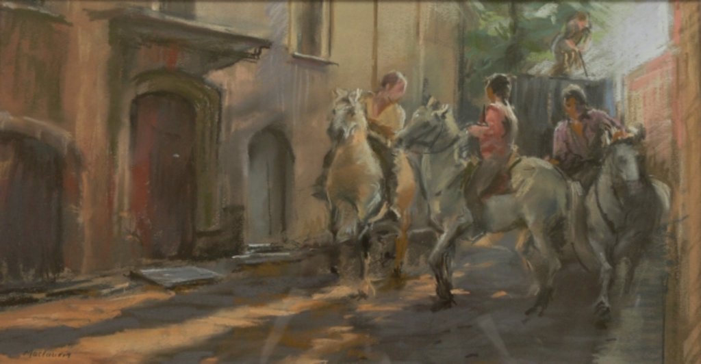 Detail of Getting ready for the bull run, 2009 by Pat Maclaurin