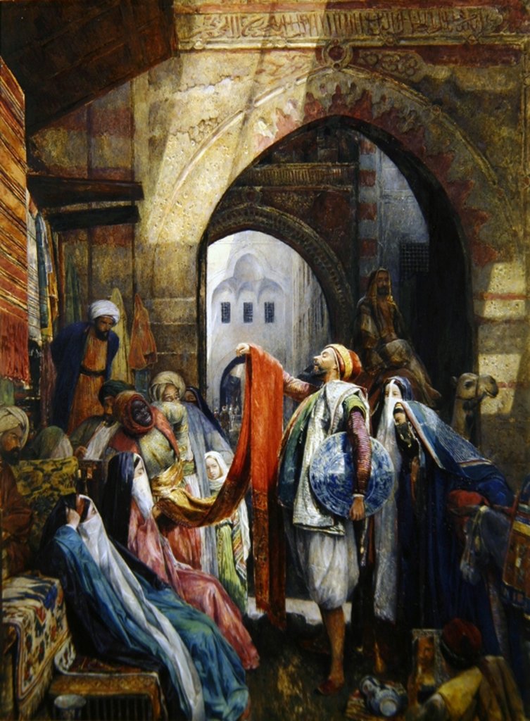Detail of A Cairo Bazaar - The Della'l, 1875 by John Frederick Lewis