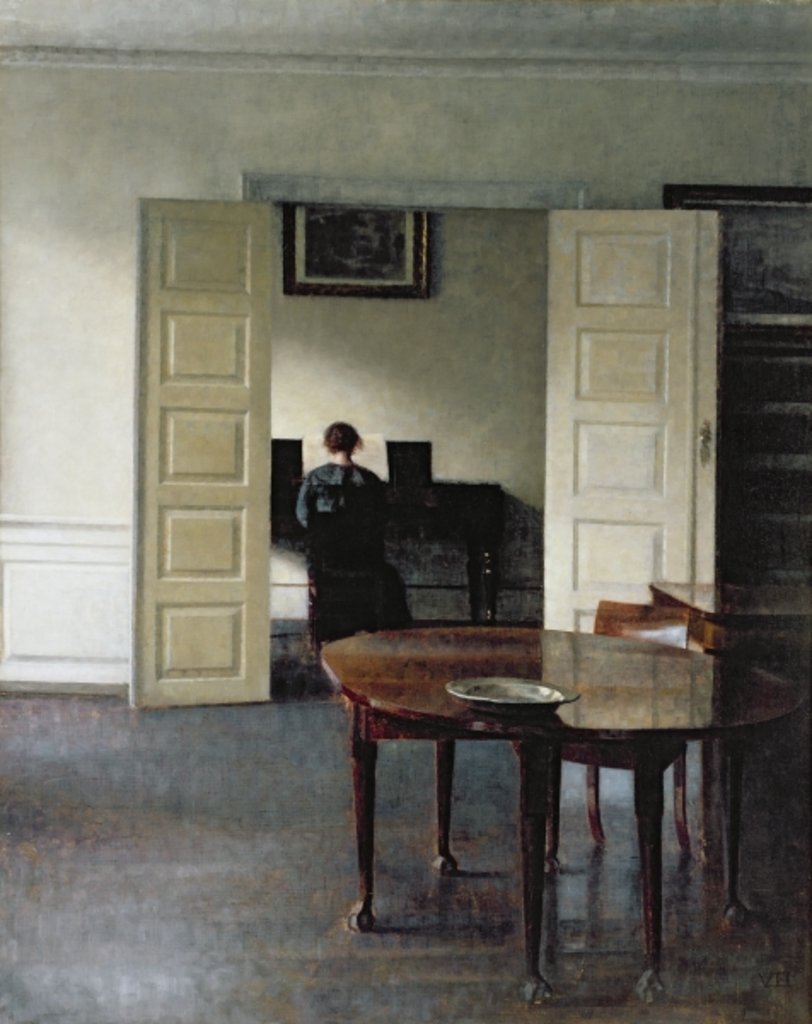 Detail of An Interior with a Woman Playing Piano, 1910 by Vilhelm Hammershoi