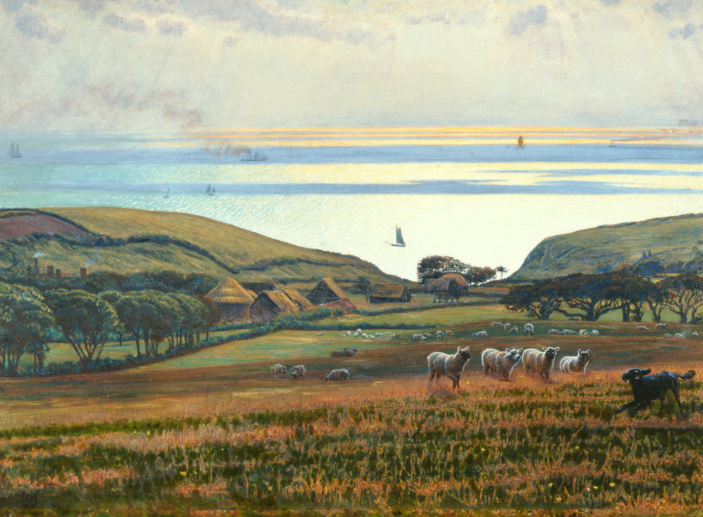 Detail of Fairlight Downs, Sunlight on the Sea by William Holman Hunt