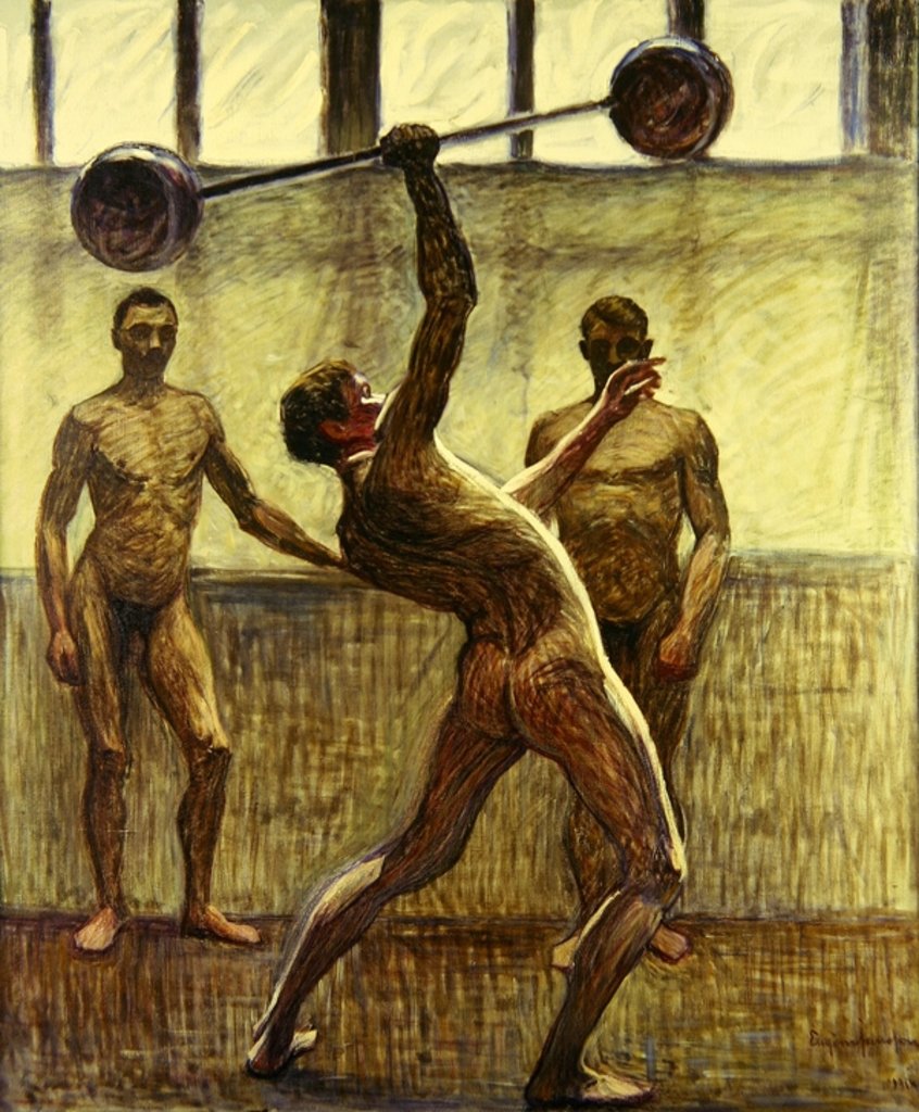 Detail of Lifting Weights with One Arm Number 2, 1914 by Eugene Jansson