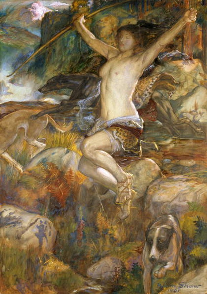 Detail of Diana of the Hunt, 1901 by John Byam Liston Shaw