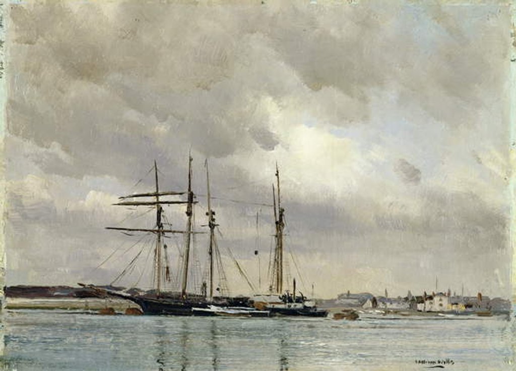 Detail of Boats in Harbour, Loading China Clay, c.1900 by William Page Atkinson Wells