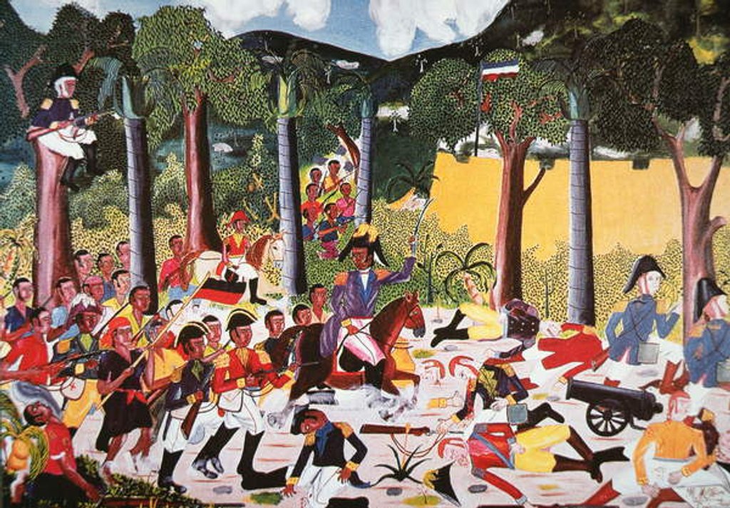 Detail of Haitians under Jean Jacques Dessalines defeat Napoleon's troops by Haitian School