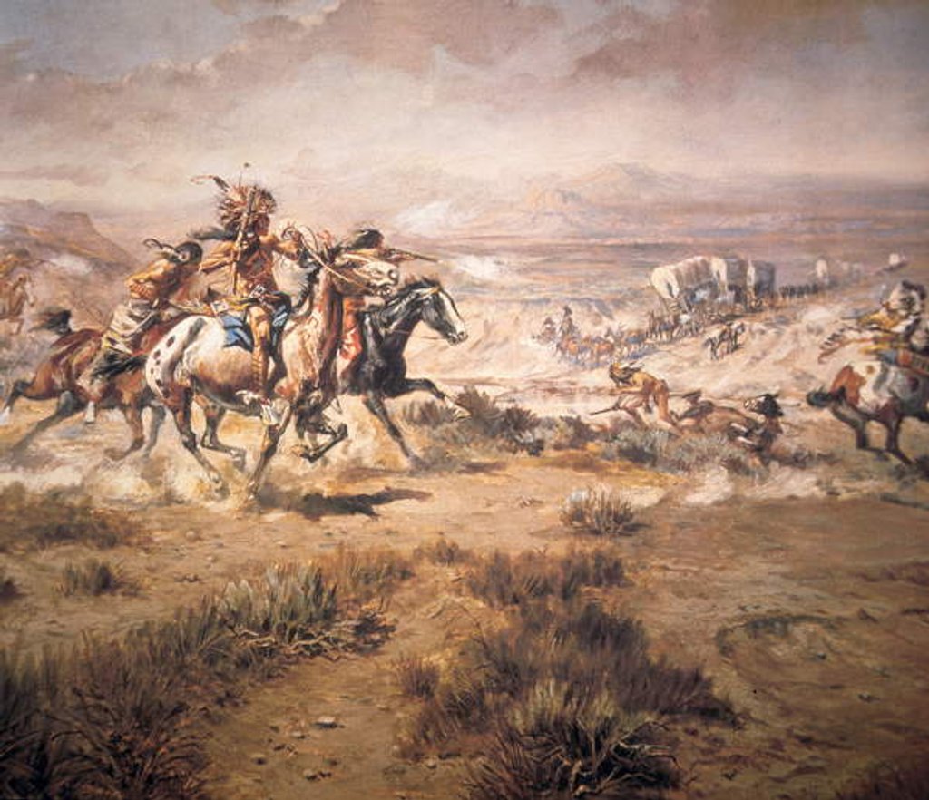Detail of Attack on the Wagon Train, 1904 by Charles Marion Russell