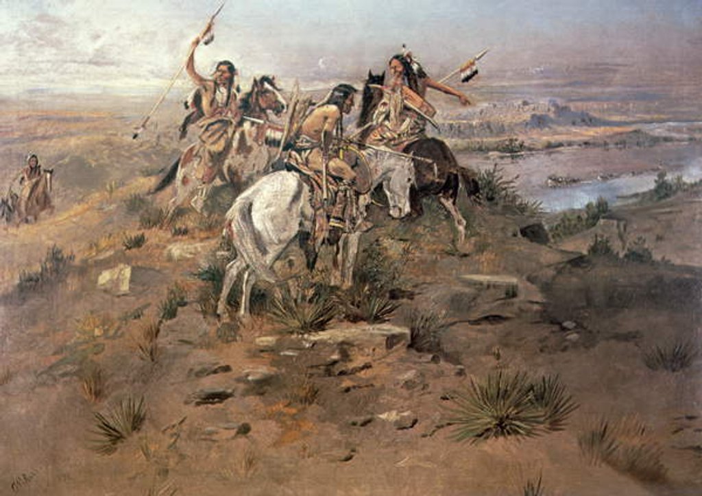 Detail of Indians Discovering Lewis and Clark, 1896 by Charles Marion Russell