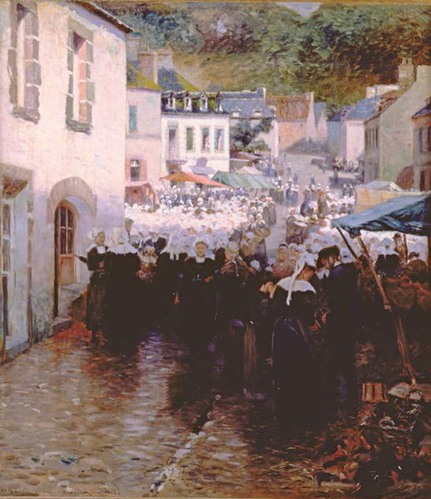 Detail of Brittany Peasants Market Day in Pont Aven by Frank C. Penfold