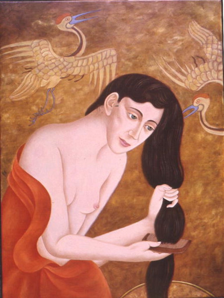 Detail of Woman combing her hair, 1999 by Patricia O'Brien