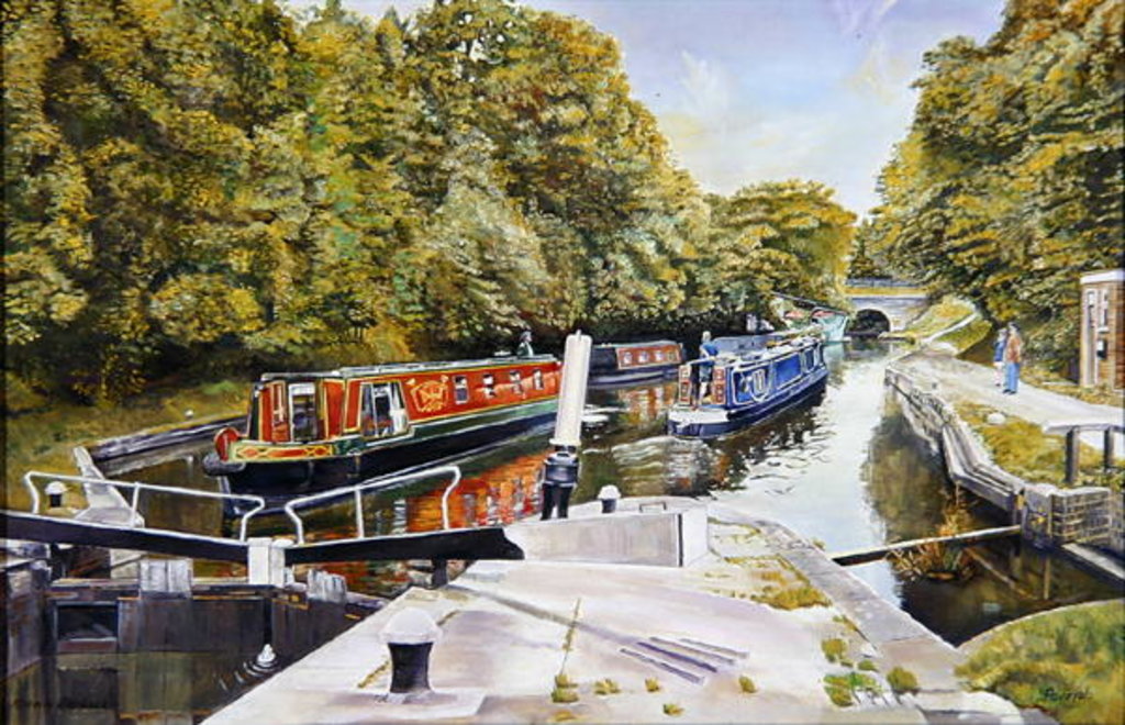 Detail of Knowle top lock, 2003 by Kevin Guild of Railway Artist Parrish