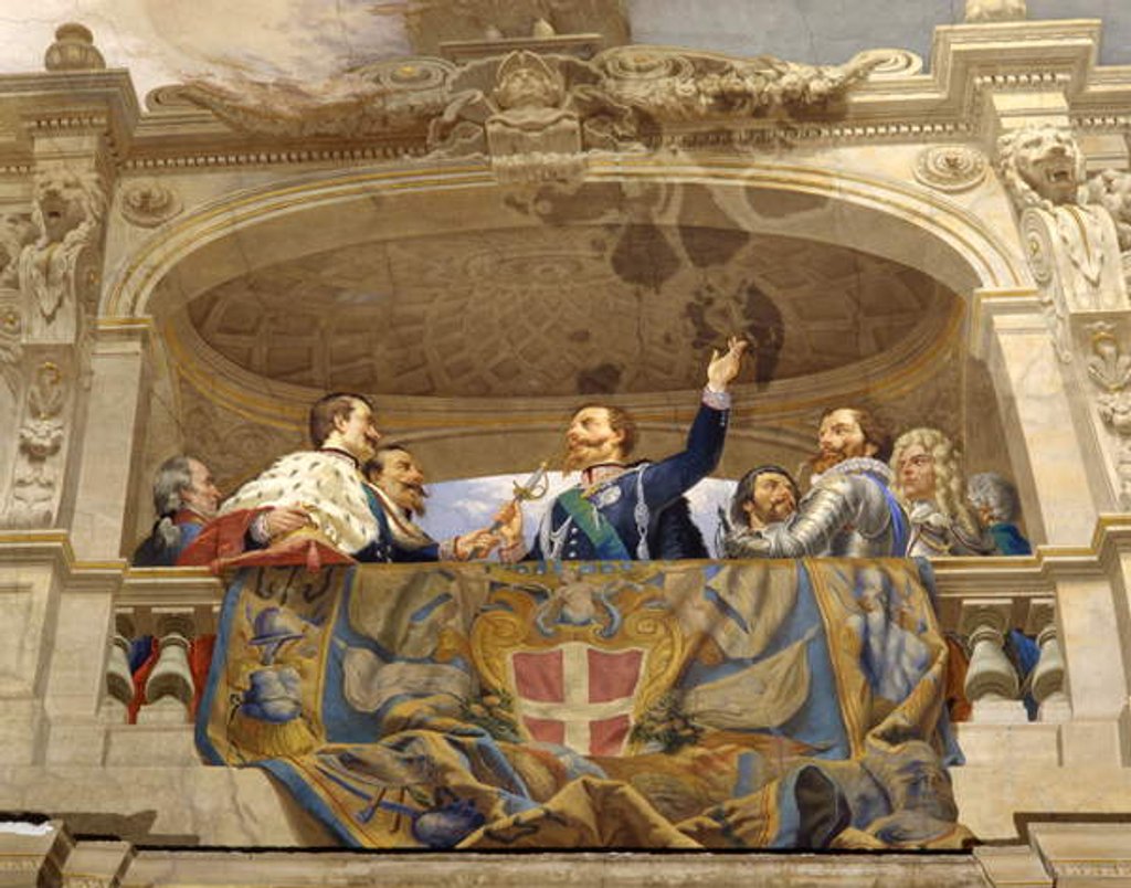 Detail of Carlo Alberto giving the sword to Vittorio Emanuele II, detail by Cesare Mariani