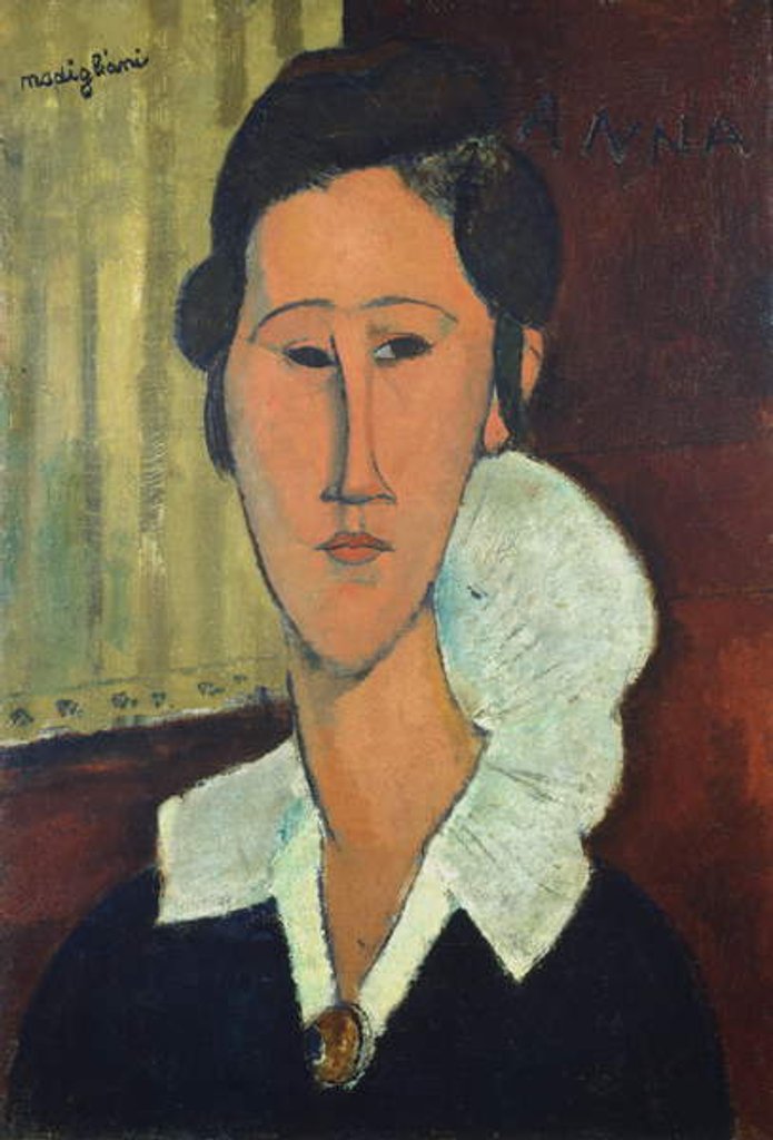 Detail of Lady with a collar, or Anna Zborowska, 1917 by Amedeo Modigliani