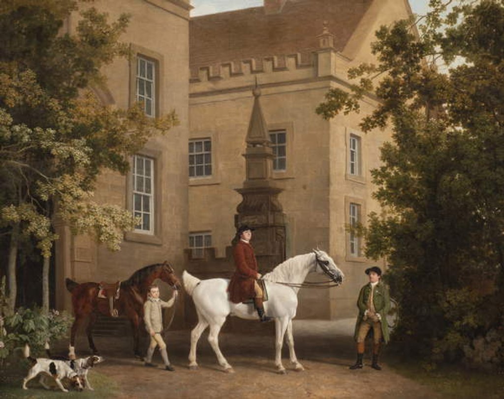 Detail of William Henry Cavendish Bentinck, 3rd Duke of Portland in front of Welbeck Abbey Riding Stables, 1766-7 by George Stubbs