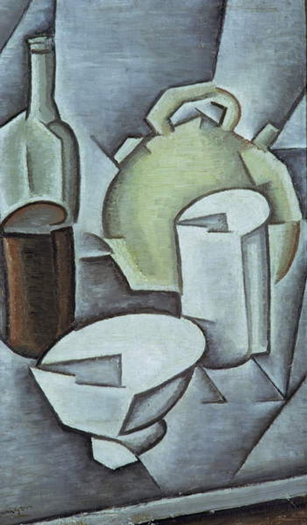Detail of Bottle and pitcher, 1911 by Juan Gris