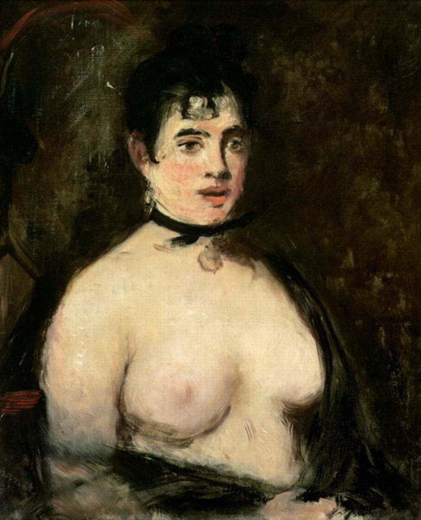 Detail of Brunette with bare breasts by Edouard Manet