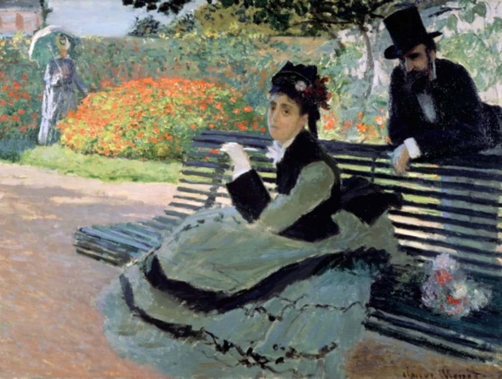 Detail of Madame Monet on a Garden Bench by Claude Monet