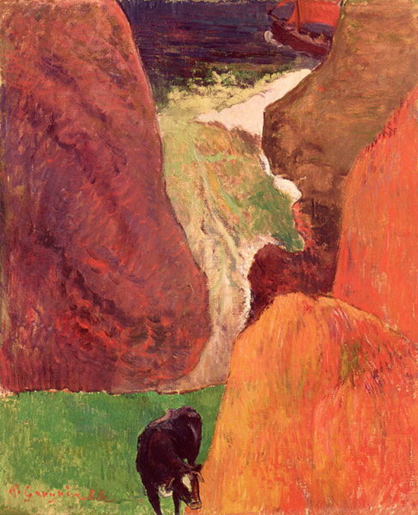 Detail of Seascape with Cow. At the Edge of the Cliff, 1888 by Paul Gauguin