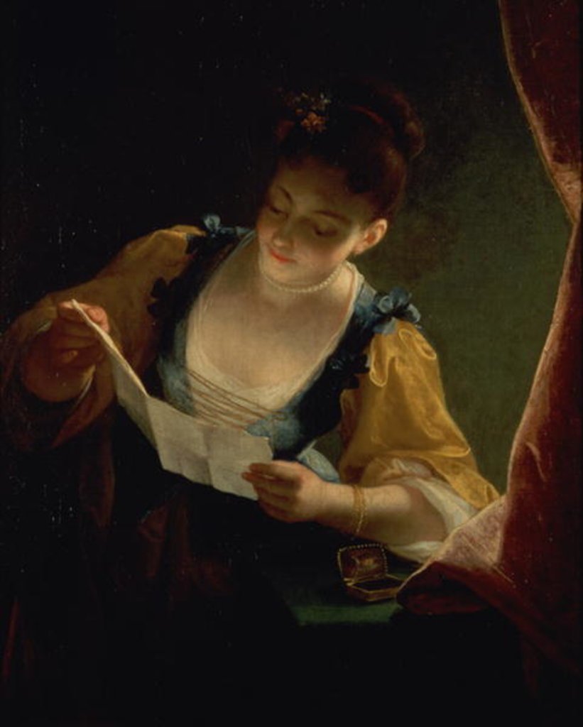 Detail of Young Woman Reading a Letter by Jean Raoux
