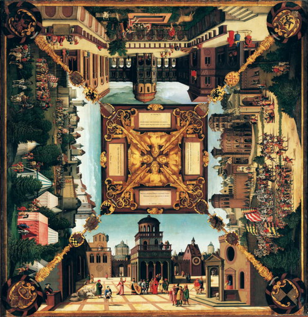 Detail of The Story of David, painted tabletop, 1534 by Hans Sebald Beham