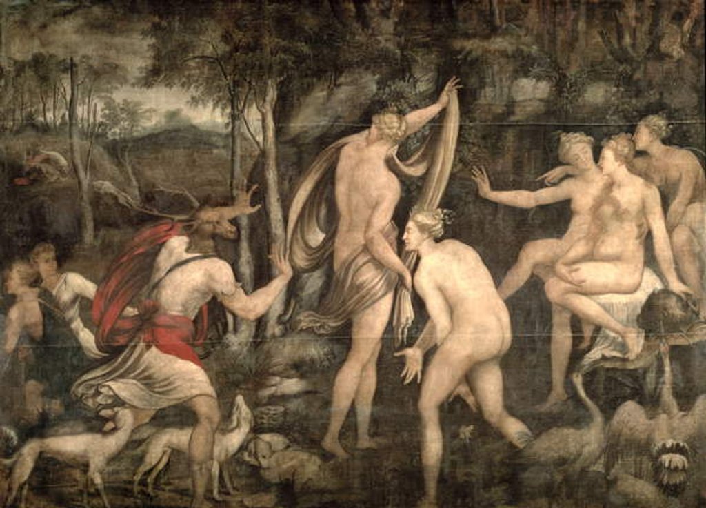 Detail of Diana and Actaeon, Fontainebleau School, mid 16th century by French School