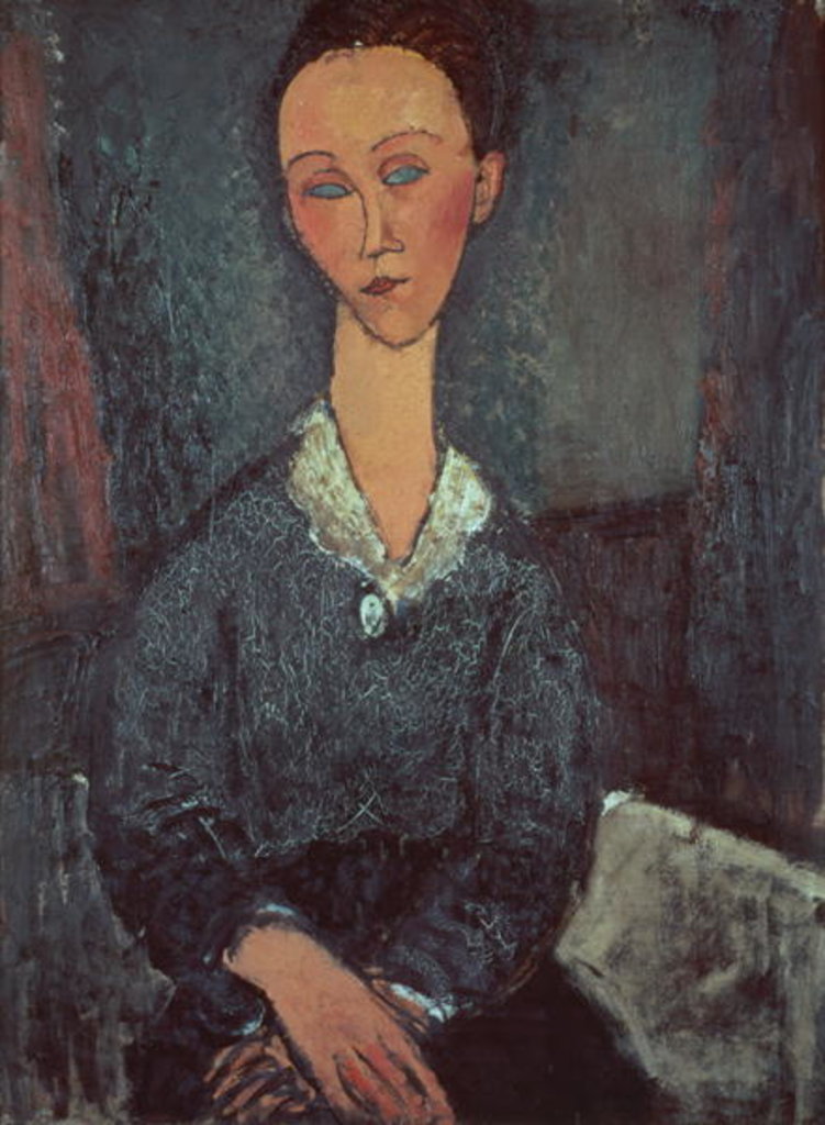 Detail of Portrait of a Woman with a White Collar by Amedeo Modigliani