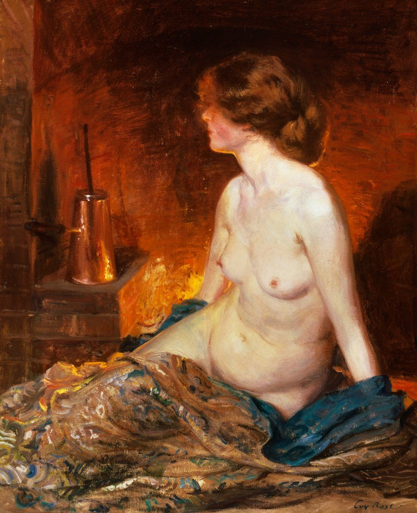 Detail of Nude Figure by Firelight by Guy Rose