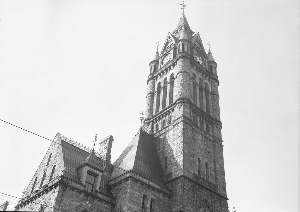 Detail of Mt. Holyoke, Massachusetts - Scenes. The City Hall - Norman French - Charles Atwood, Architect, 1874 by Lewis Hine