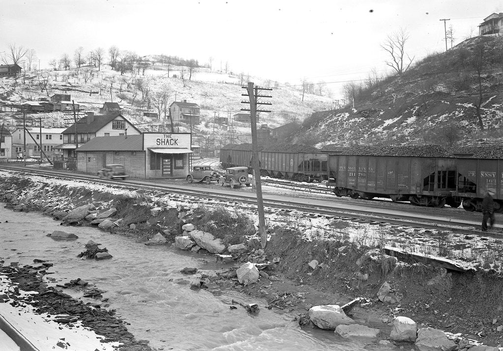 Detail of Scott's Run, West Virginia. The Shack Community Center by Lewis Hine