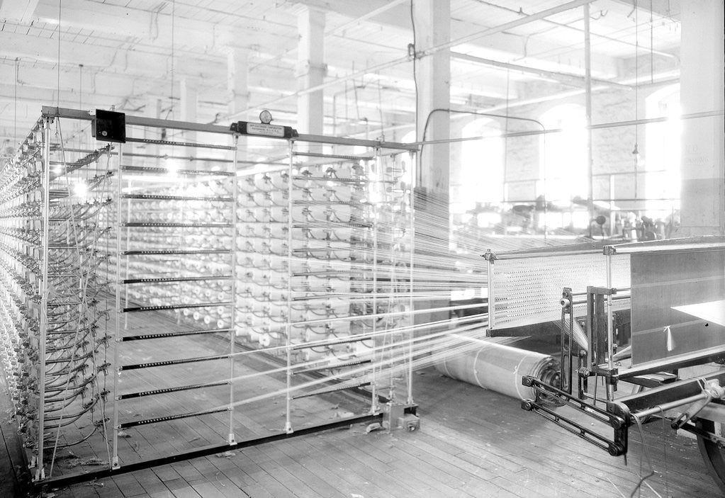 Detail of Paterson, New Jersey - Textiles. Jackson Winding and Warping Company. Picture of a Sipp-Eastwood DY type of High Speed Warper. by Lewis Hine