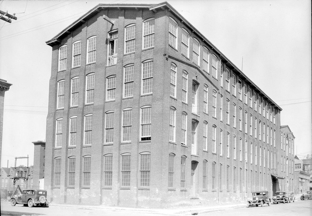 Detail of Paterson, New Jersey - Textiles. Mill at 185 Sixth Avenue which houses a number of family shops, June 1937 by Lewis Hine