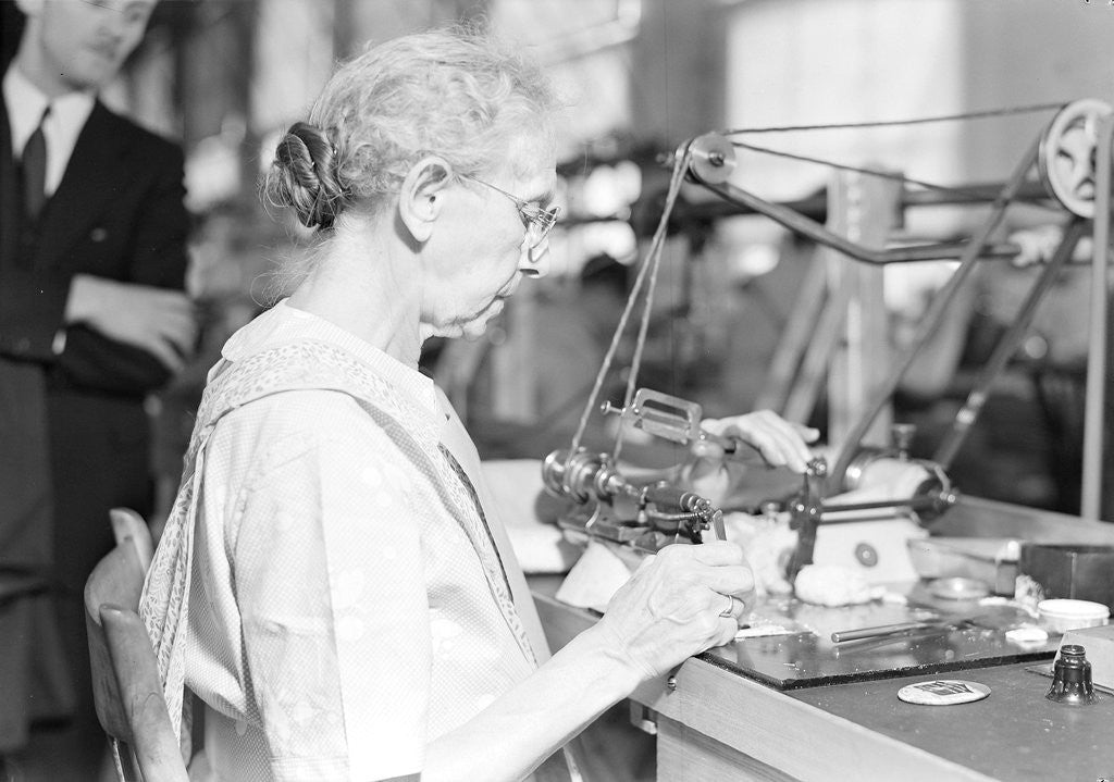 Detail of Lancaster, Pennsylvania - Hamilton Watch. Operation - polishing machine by Lewis Hine