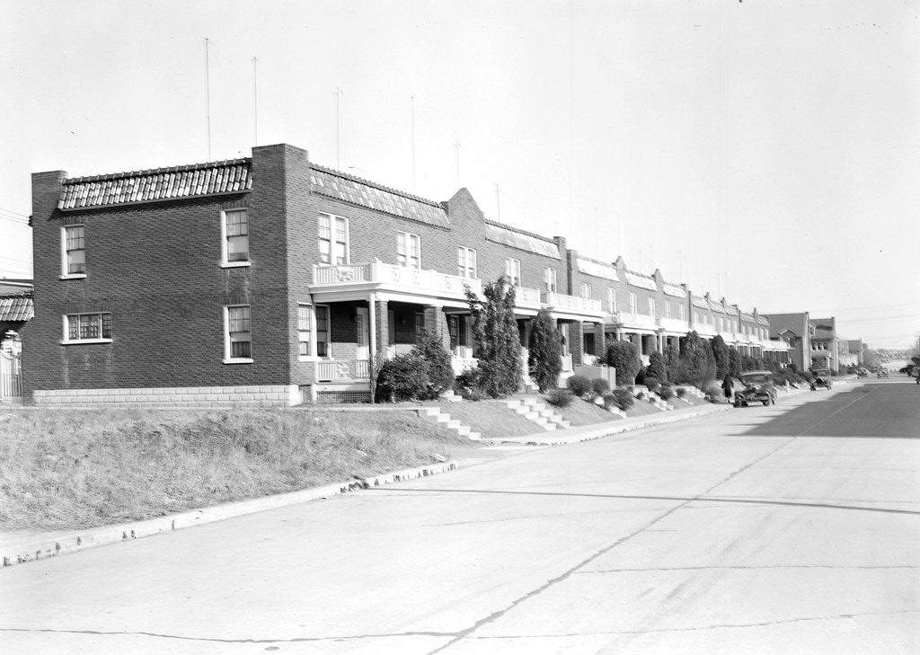 Detail of Lancaster, Pennsylvania - Housing. Row of houses in which there are some silk, linoleum, and closure workers by Lewis Hine