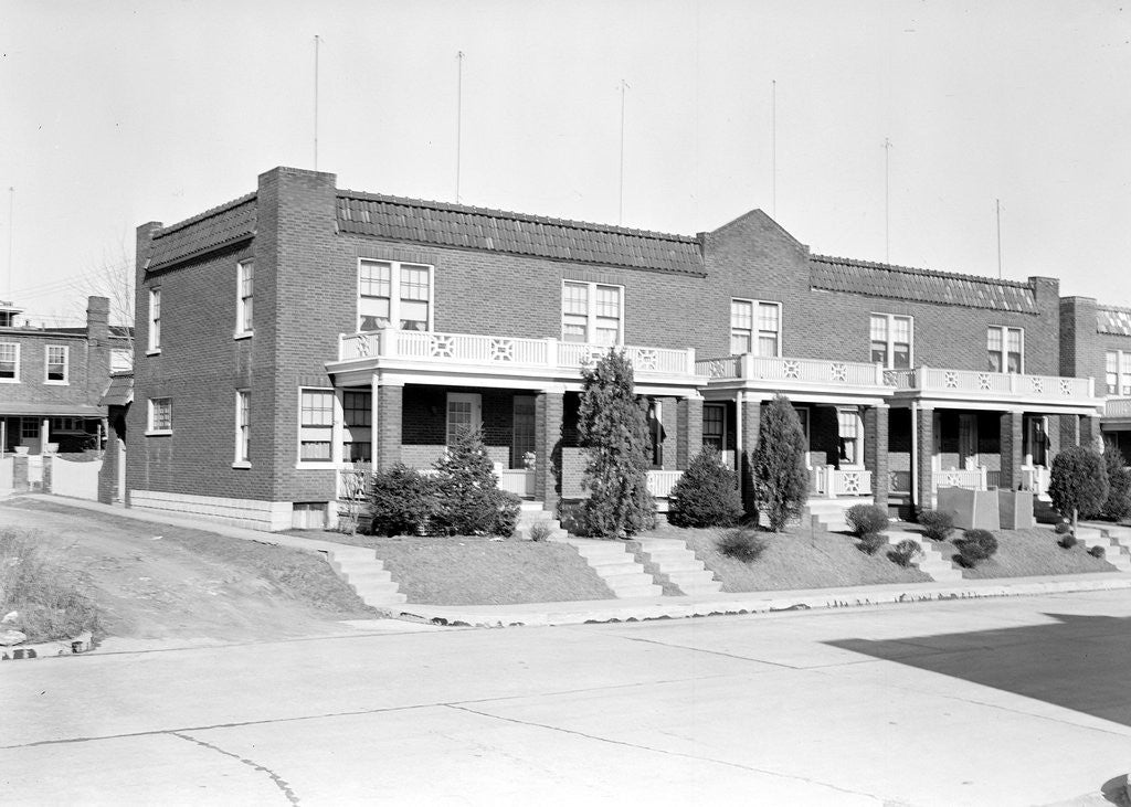 Detail of Lancaster, Pennsylvania - Housing. Row of houses in which there are some silk, linoleum, and closure workers by Lewis Hine