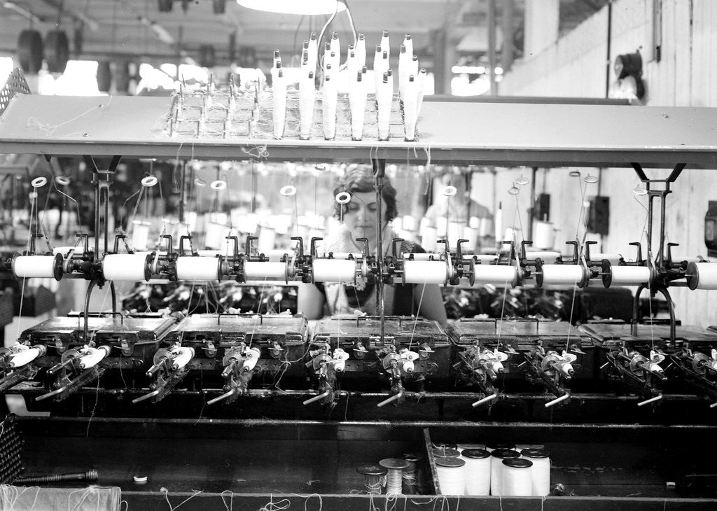 Detail of Paterson, New Jersey - Textiles. Looms, March 1937 by Lewis Hine